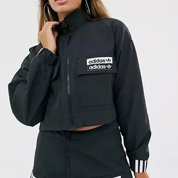 Adidas originals ryv cropped jacket in black deals